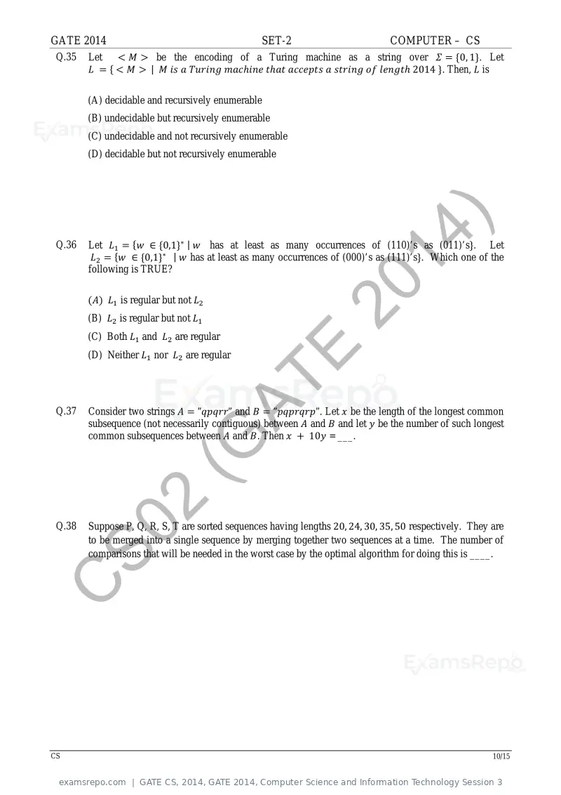 GATE CS 2014 question paper, GATE 2014, Computer Science and Information Technology Session 3, page 39 of 67