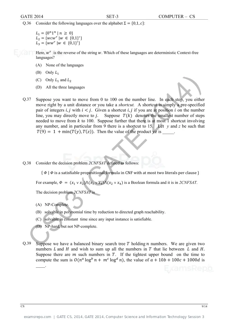 GATE CS 2014 question paper, GATE 2014, Computer Science and Information Technology Session 3, page 61 of 67