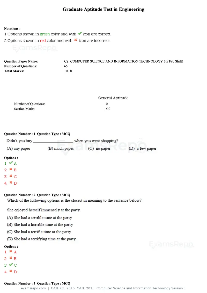 GATE CS 2015 question paper, GATE 2015, Computer Science and Information Technology Session 1, page 2 of 79