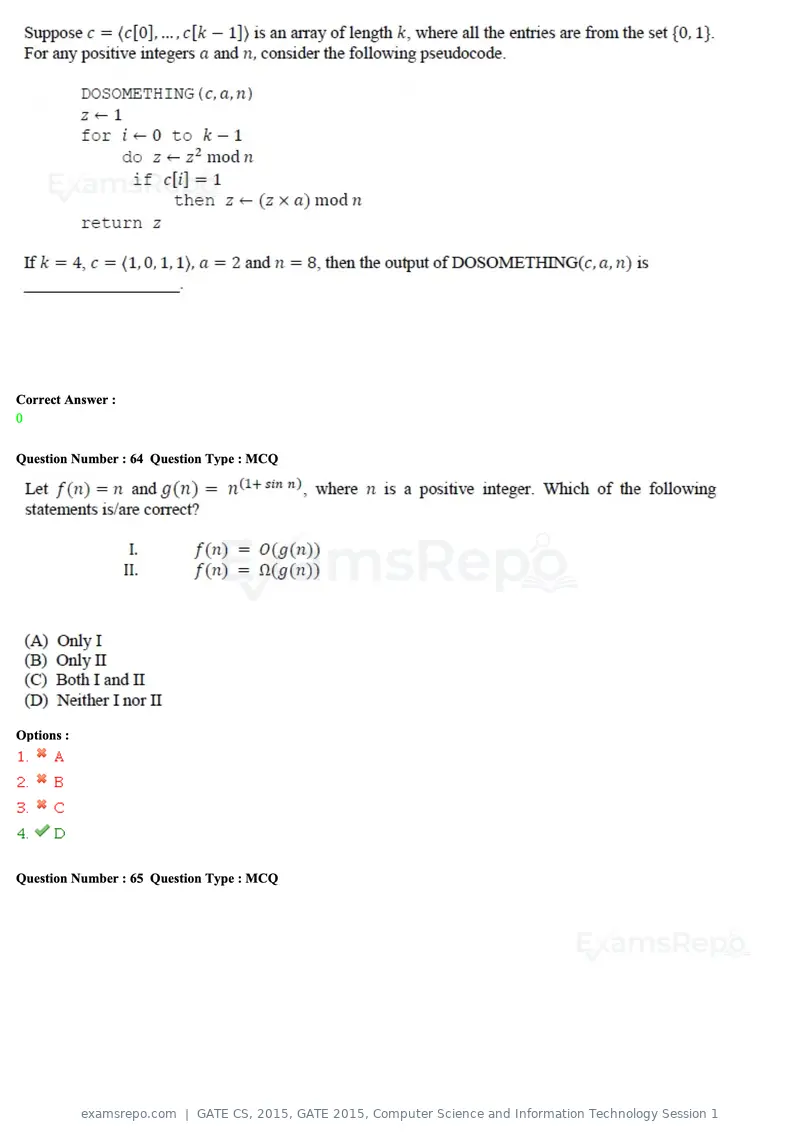 GATE CS 2015 question paper, GATE 2015, Computer Science and Information Technology Session 1, page 78 of 79