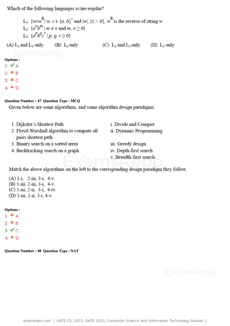 GATE CS 2015 question paper, GATE 2015, Computer Science and Information Technology Session 2, page 42 of 79