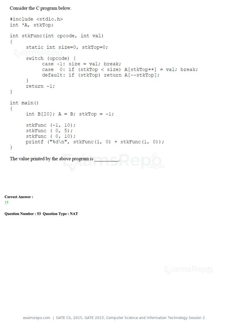 GATE CS 2015 question paper, GATE 2015, Computer Science and Information Technology Session 2, page 46 of 79