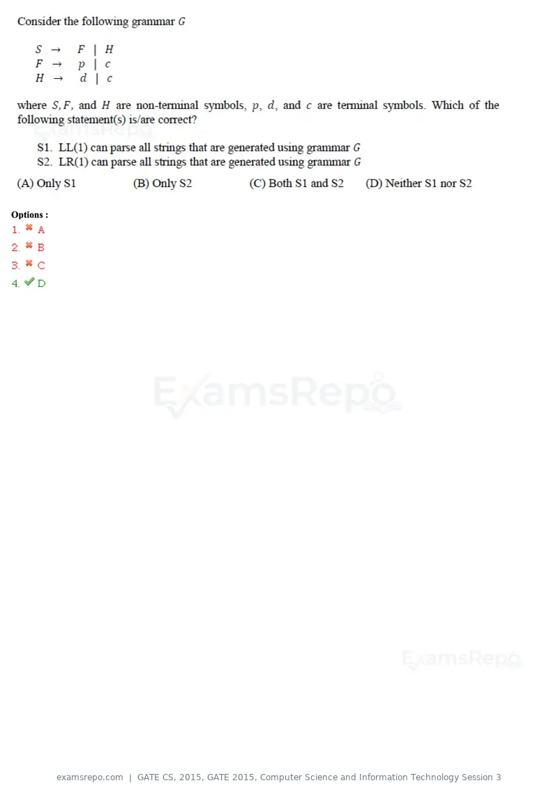 GATE CS 2015 question paper, GATE 2015, Computer Science and Information Technology Session 3, page 79 of 79