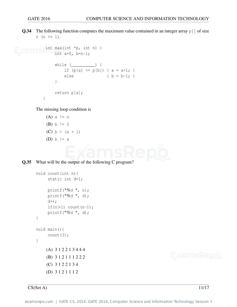 GATE CS 2016 question paper, GATE 2016, Computer Science and Information Technology Session 1, page 14 of 45