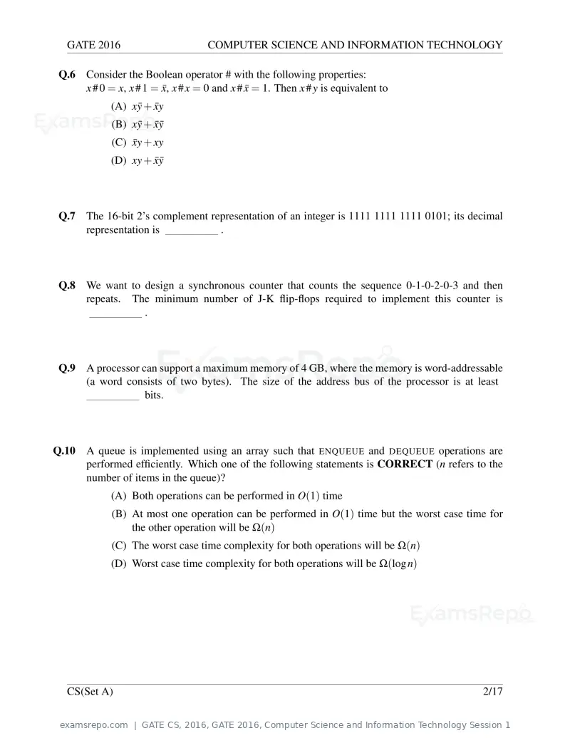 GATE CS 2016 question paper, GATE 2016, Computer Science and Information Technology Session 1, page 5 of 45
