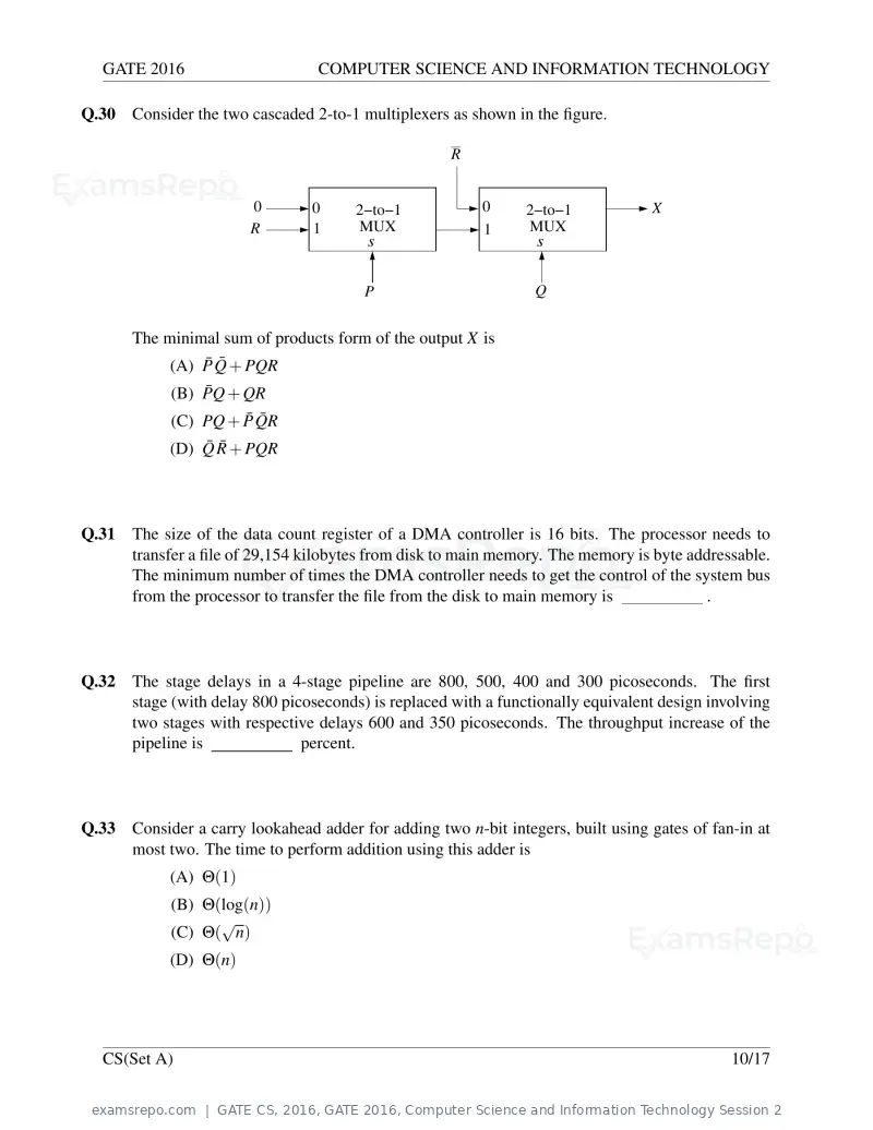 GATE CS 2016 question paper, GATE 2016, Computer Science and Information Technology Session 2, page 13 of 45
