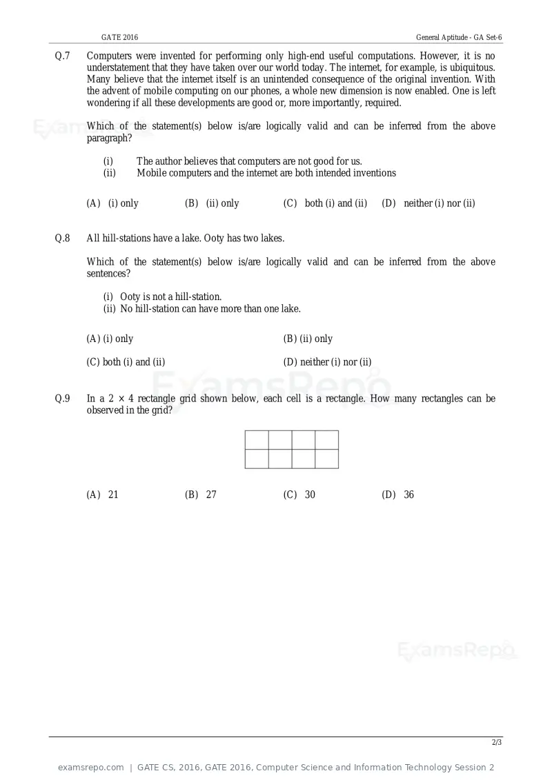 GATE CS 2016 question paper, GATE 2016, Computer Science and Information Technology Session 2, page 24 of 45