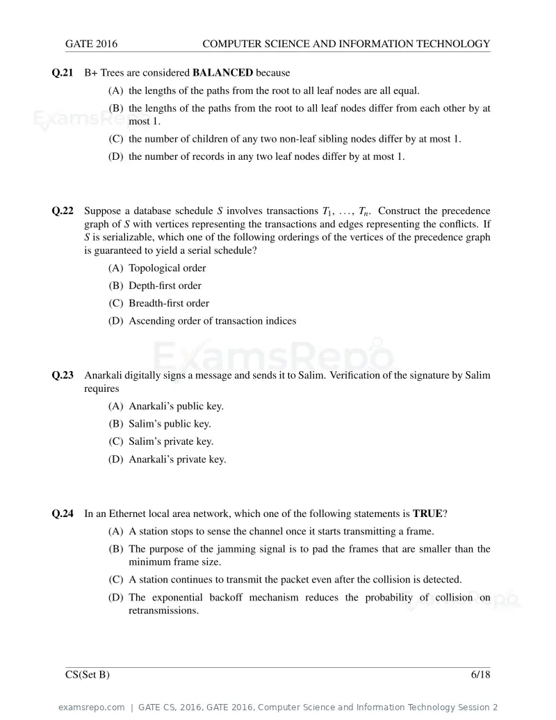 GATE CS 2016 question paper, GATE 2016, Computer Science and Information Technology Session 2, page 31 of 45
