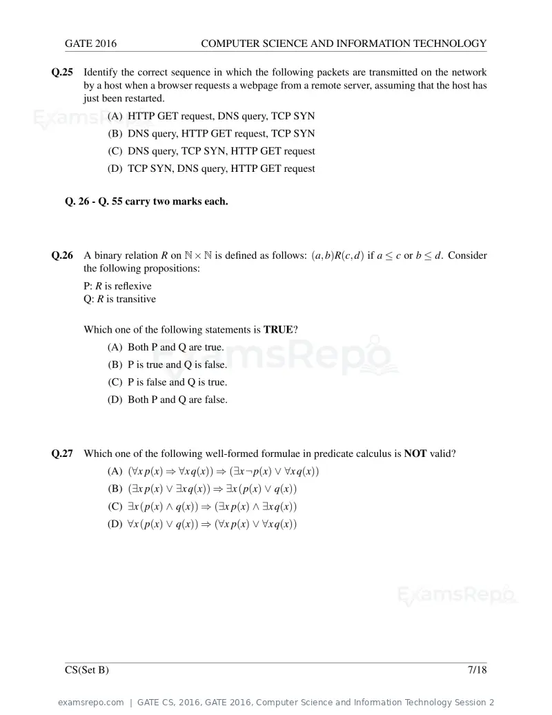 GATE CS 2016 question paper, GATE 2016, Computer Science and Information Technology Session 2, page 32 of 45