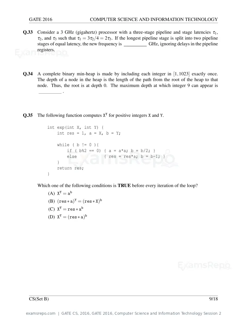 GATE CS 2016 question paper, GATE 2016, Computer Science and Information Technology Session 2, page 34 of 45