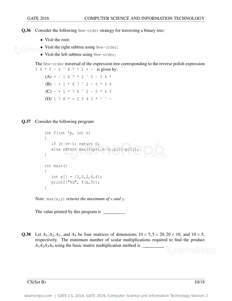 GATE CS 2016 question paper, GATE 2016, Computer Science and Information Technology Session 2, page 35 of 45