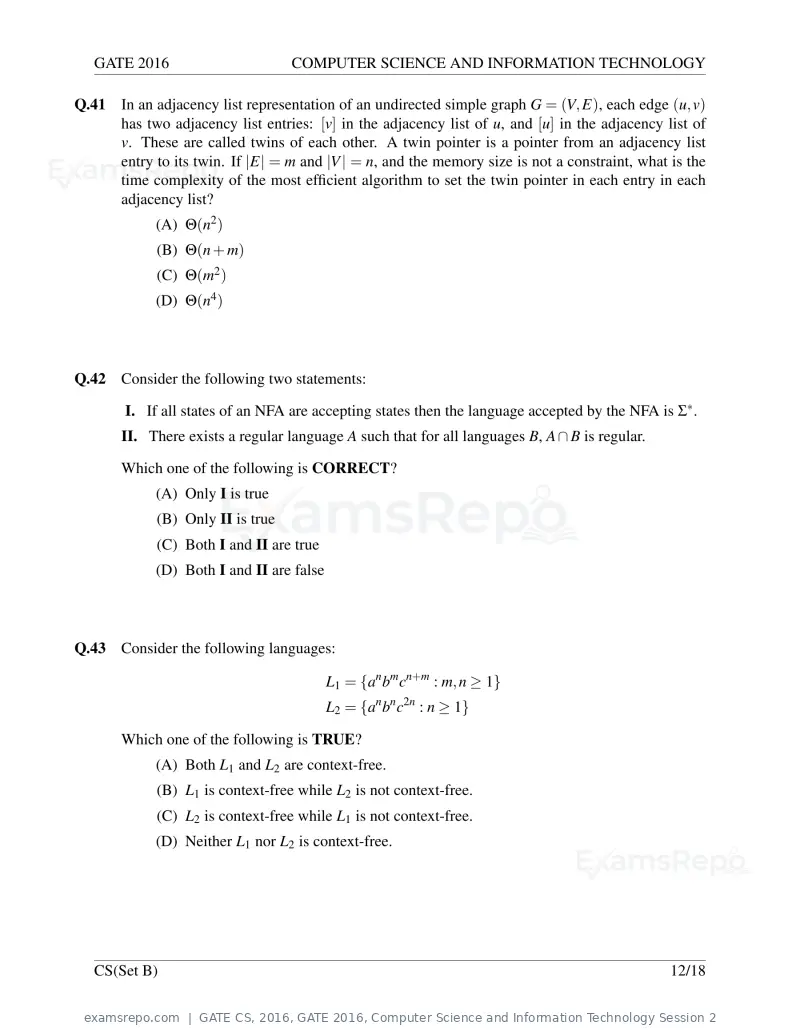 GATE CS 2016 question paper, GATE 2016, Computer Science and Information Technology Session 2, page 37 of 45