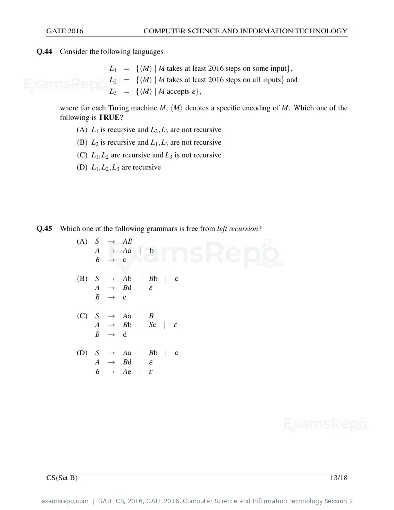 GATE CS 2016 question paper, GATE 2016, Computer Science and Information Technology Session 2, page 38 of 45