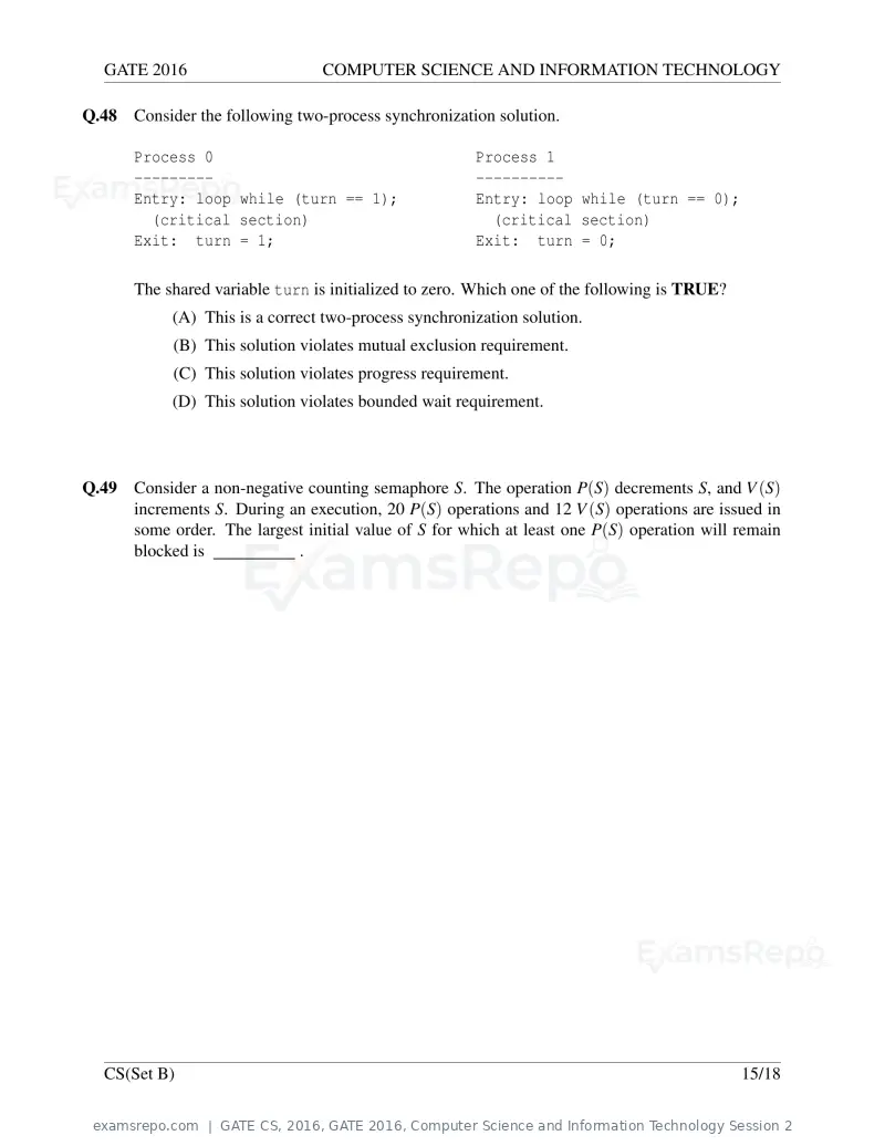 GATE CS 2016 question paper, GATE 2016, Computer Science and Information Technology Session 2, page 40 of 45