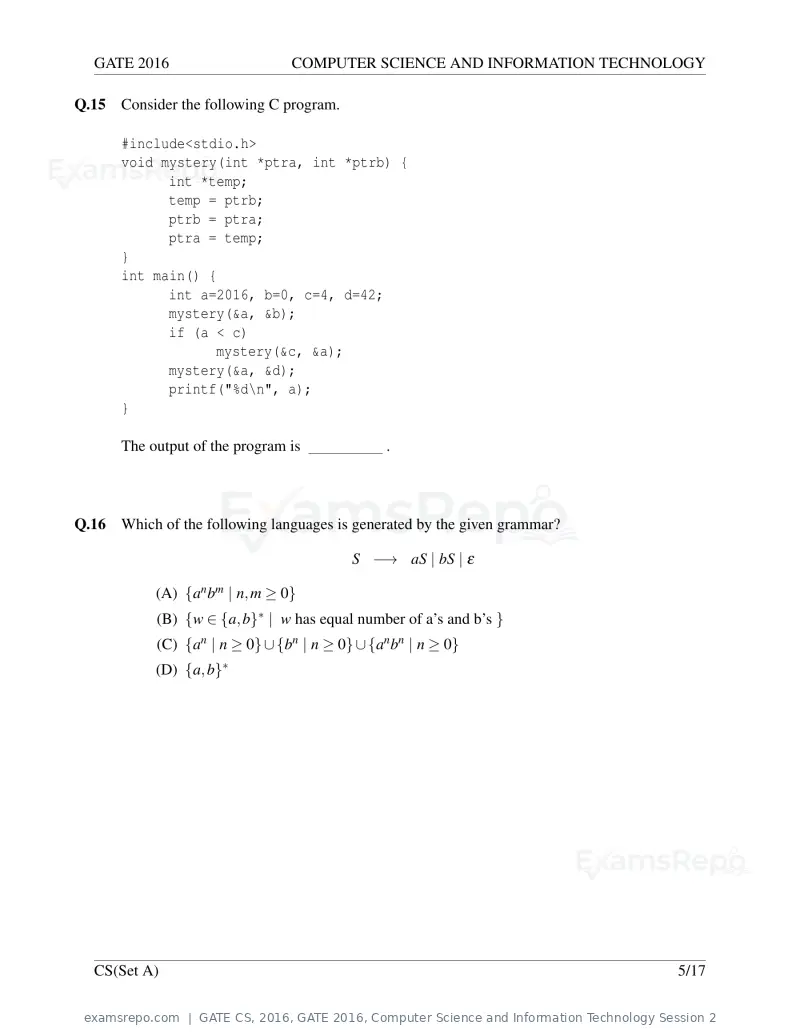 GATE CS 2016 question paper, GATE 2016, Computer Science and Information Technology Session 2, page 8 of 45