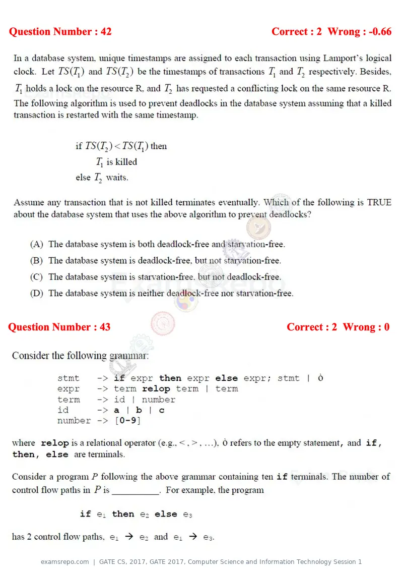 GATE CS 2017 question paper, GATE 2017, Computer Science and Information Technology Session 1, page 19 of 29