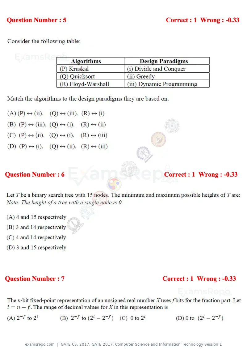 GATE CS 2017 question paper, GATE 2017, Computer Science and Information Technology Session 1, page 4 of 29
