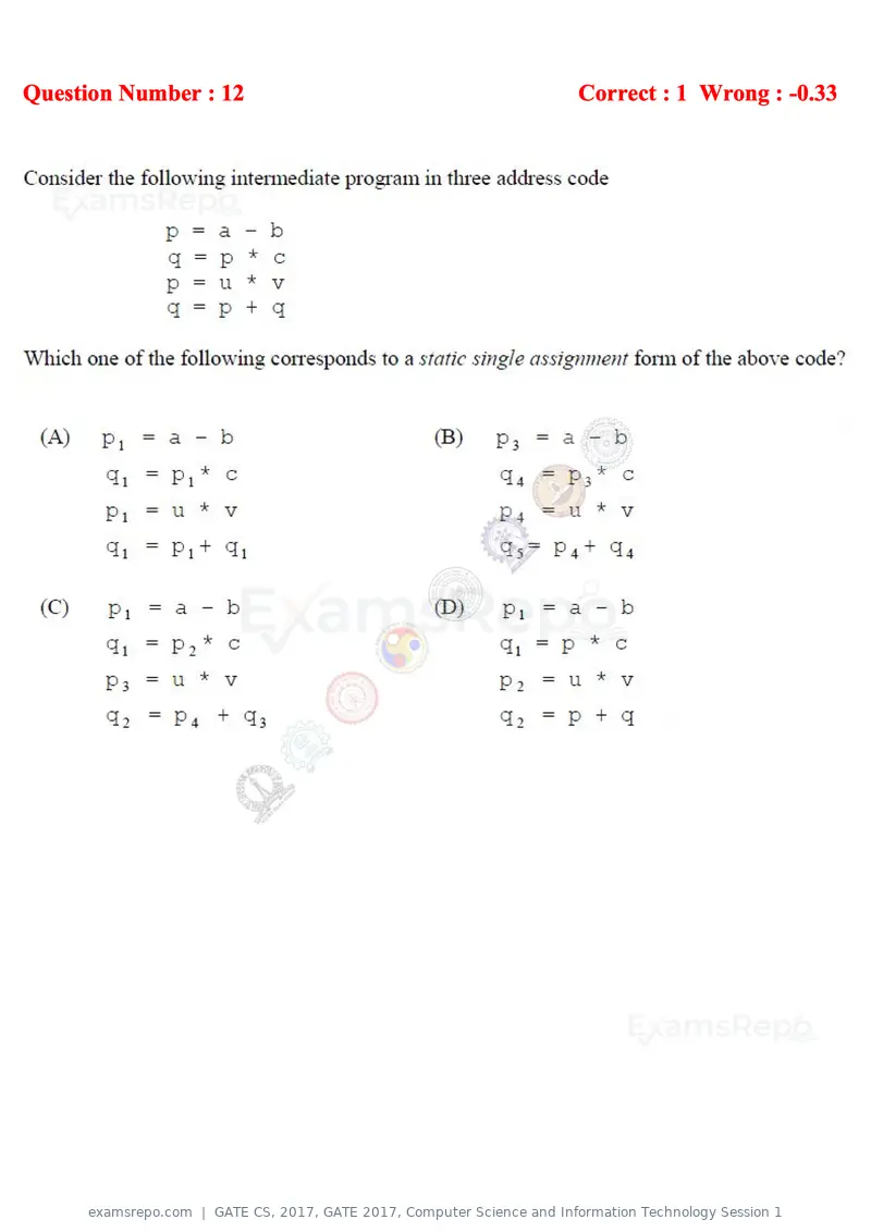 GATE CS 2017 question paper, GATE 2017, Computer Science and Information Technology Session 1, page 7 of 29