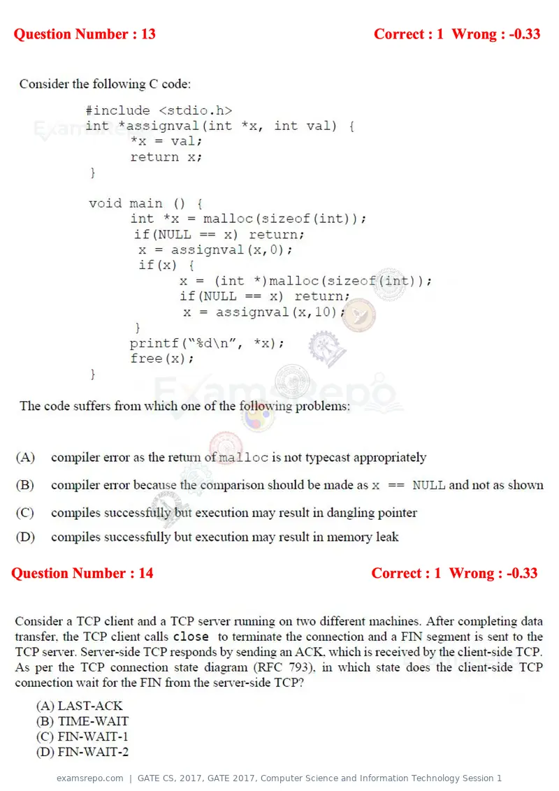 GATE CS 2017 question paper, GATE 2017, Computer Science and Information Technology Session 1, page 8 of 29