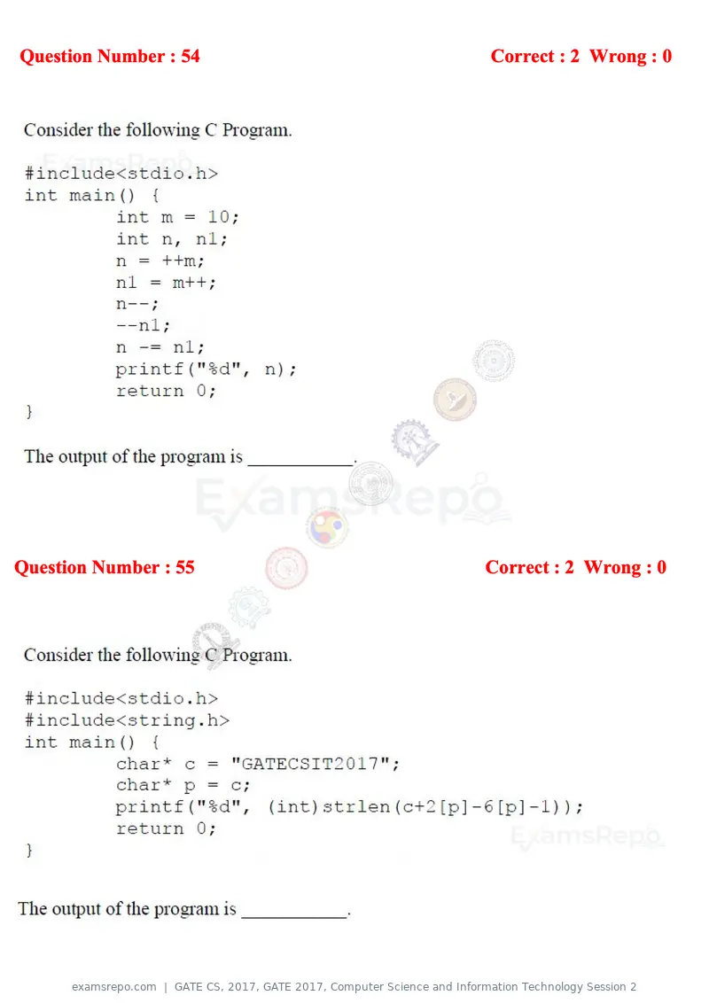 GATE CS 2017 question paper, GATE 2017, Computer Science and Information Technology Session 2, page 22 of 27