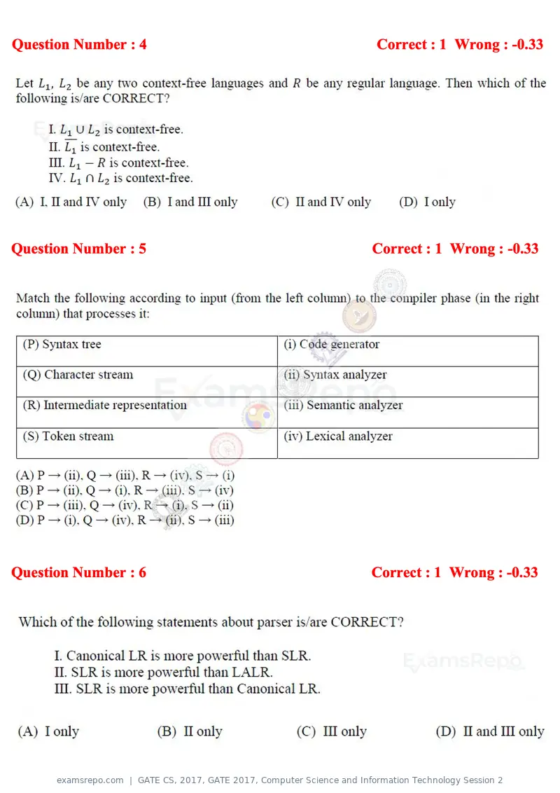 GATE CS 2017 question paper, GATE 2017, Computer Science and Information Technology Session 2, page 3 of 27