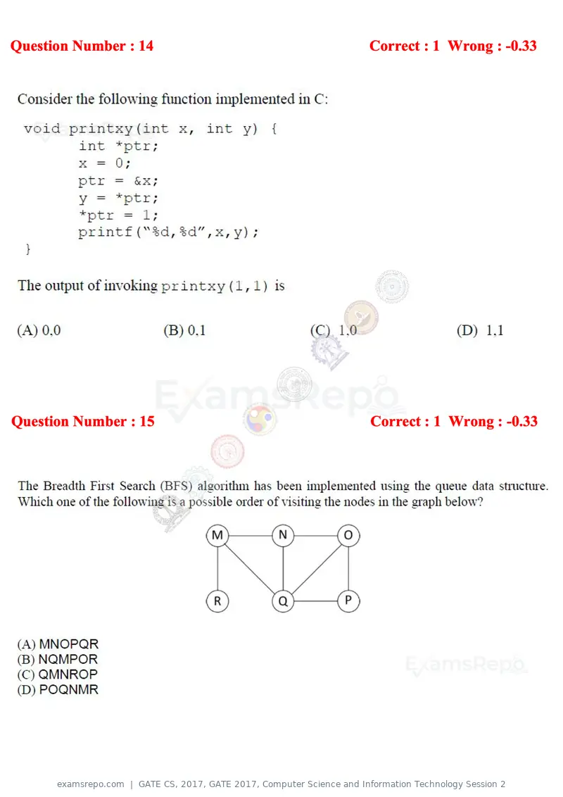 GATE CS 2017 question paper, GATE 2017, Computer Science and Information Technology Session 2, page 6 of 27