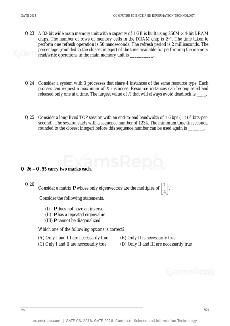 GATE CS 2018 question paper, GATE 2018, Computer Science and Information Technology, page 10 of 26