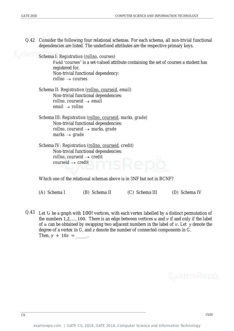 GATE CS 2018 question paper, GATE 2018, Computer Science and Information Technology, page 18 of 26
