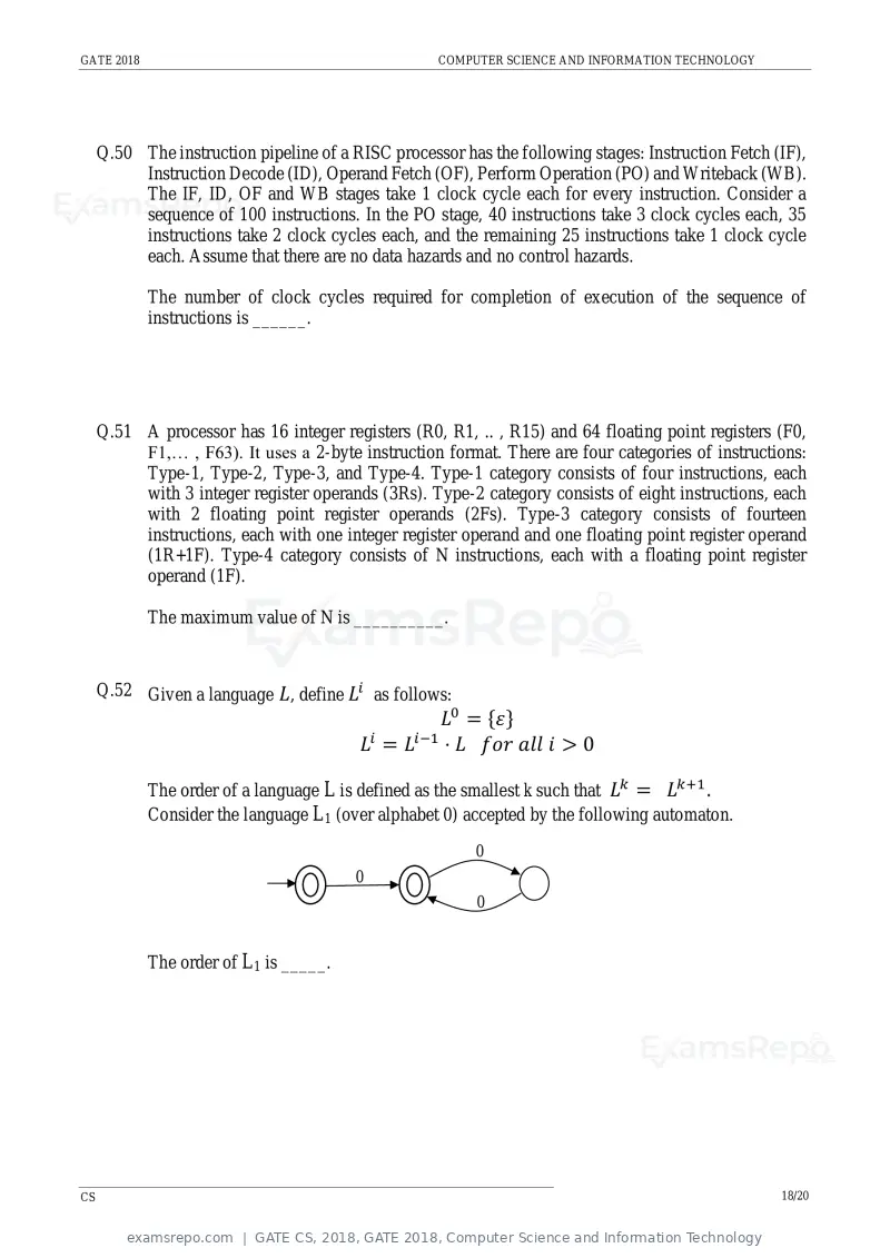 GATE CS 2018 question paper, GATE 2018, Computer Science and Information Technology, page 21 of 26