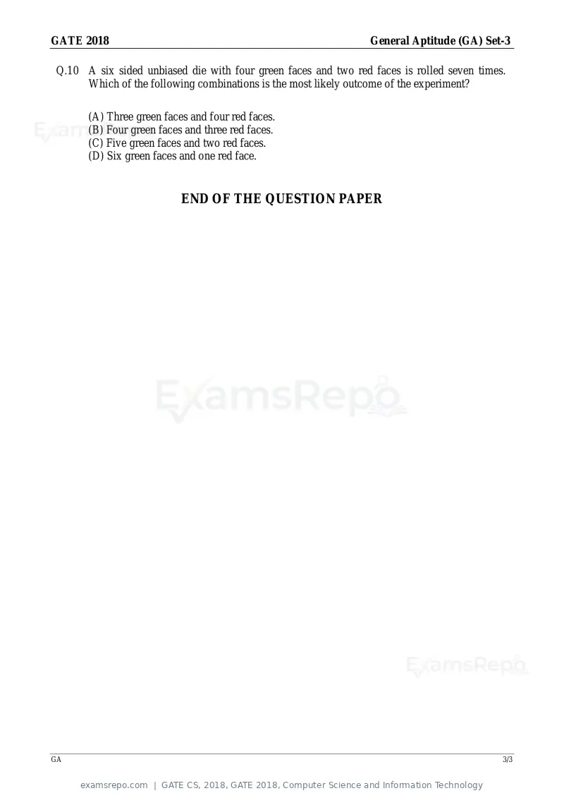 GATE CS 2018 question paper, GATE 2018, Computer Science and Information Technology, page 3 of 26