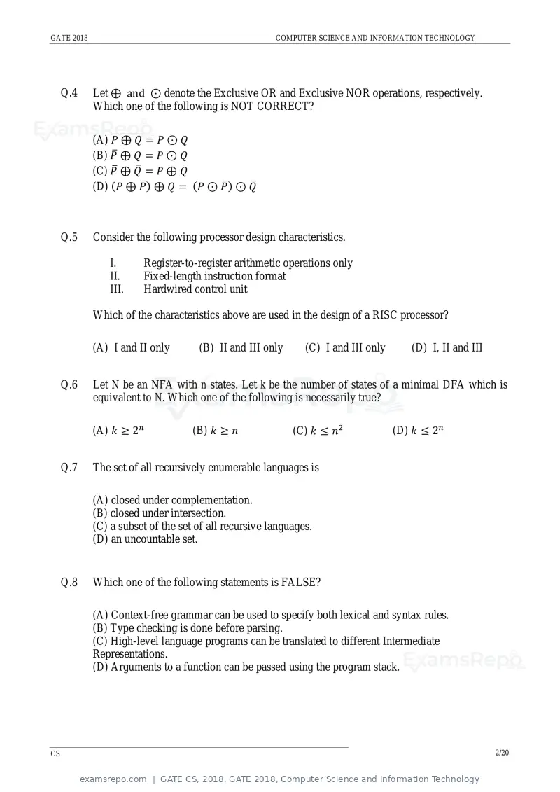 GATE CS 2018 question paper, GATE 2018, Computer Science and Information Technology, page 5 of 26