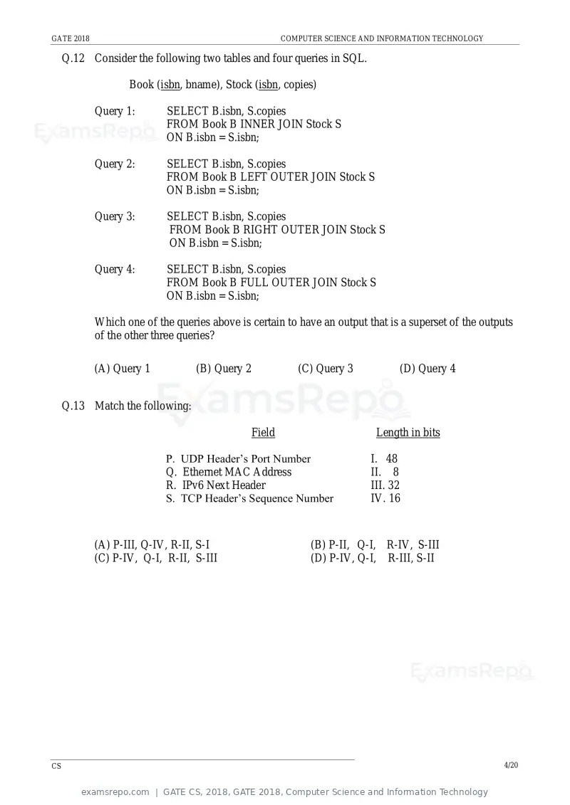 GATE CS 2018 question paper, GATE 2018, Computer Science and Information Technology, page 7 of 26