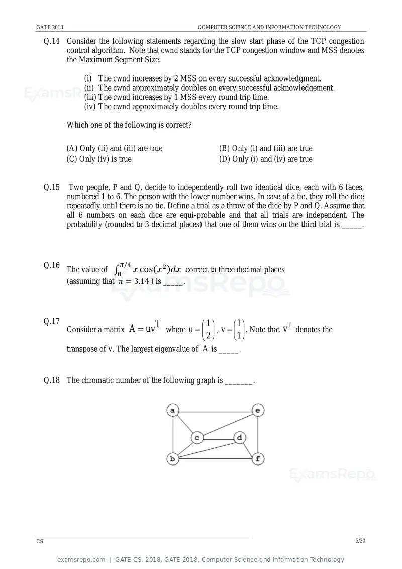 GATE CS 2018 question paper, GATE 2018, Computer Science and Information Technology, page 8 of 26