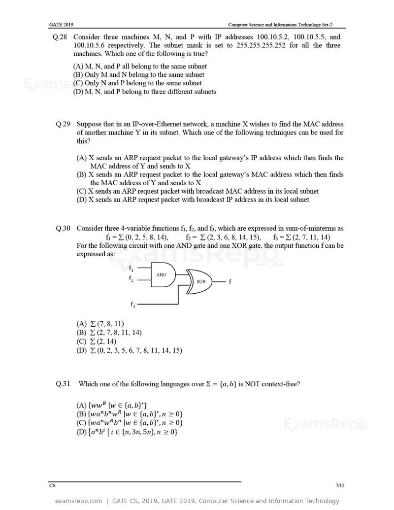 GATE CS 2019 question paper, GATE 2019, Computer Science and Information Technology, page 10 of 19