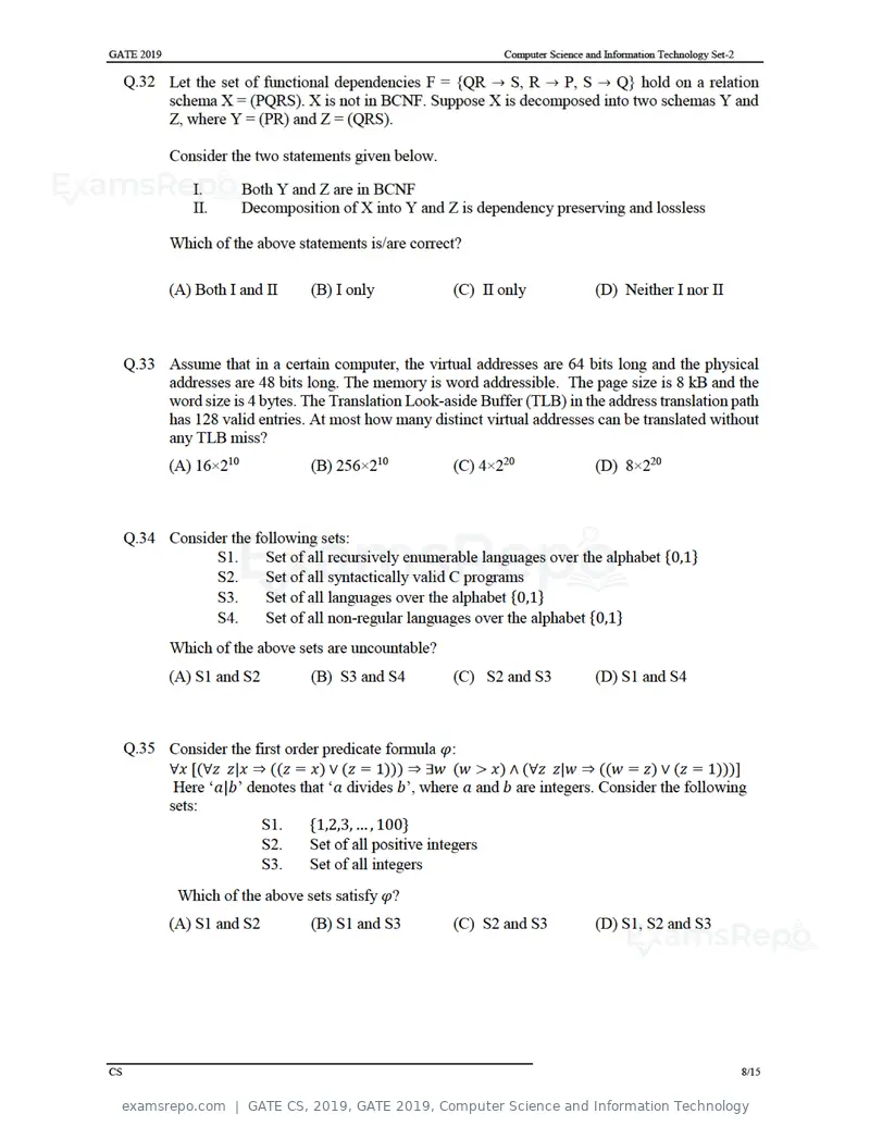 GATE CS 2019 question paper, GATE 2019, Computer Science and Information Technology, page 11 of 19