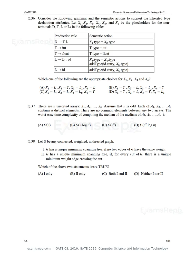 GATE CS 2019 question paper, GATE 2019, Computer Science and Information Technology, page 12 of 19