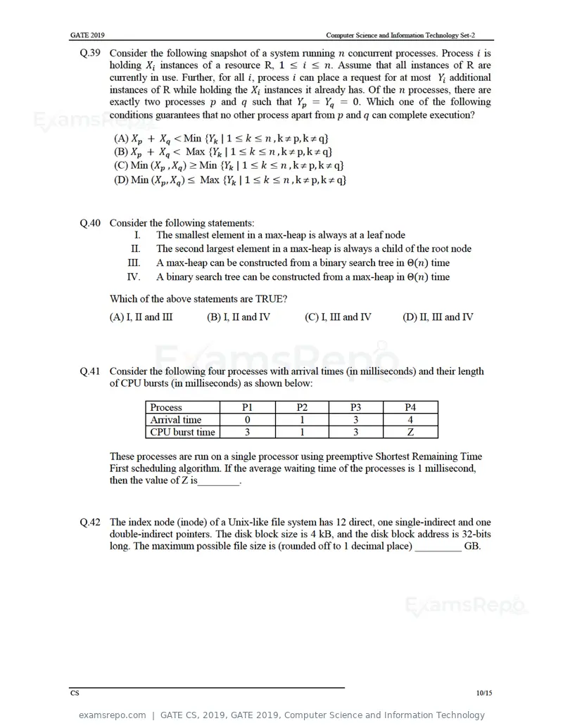 GATE CS 2019 question paper, GATE 2019, Computer Science and Information Technology, page 13 of 19