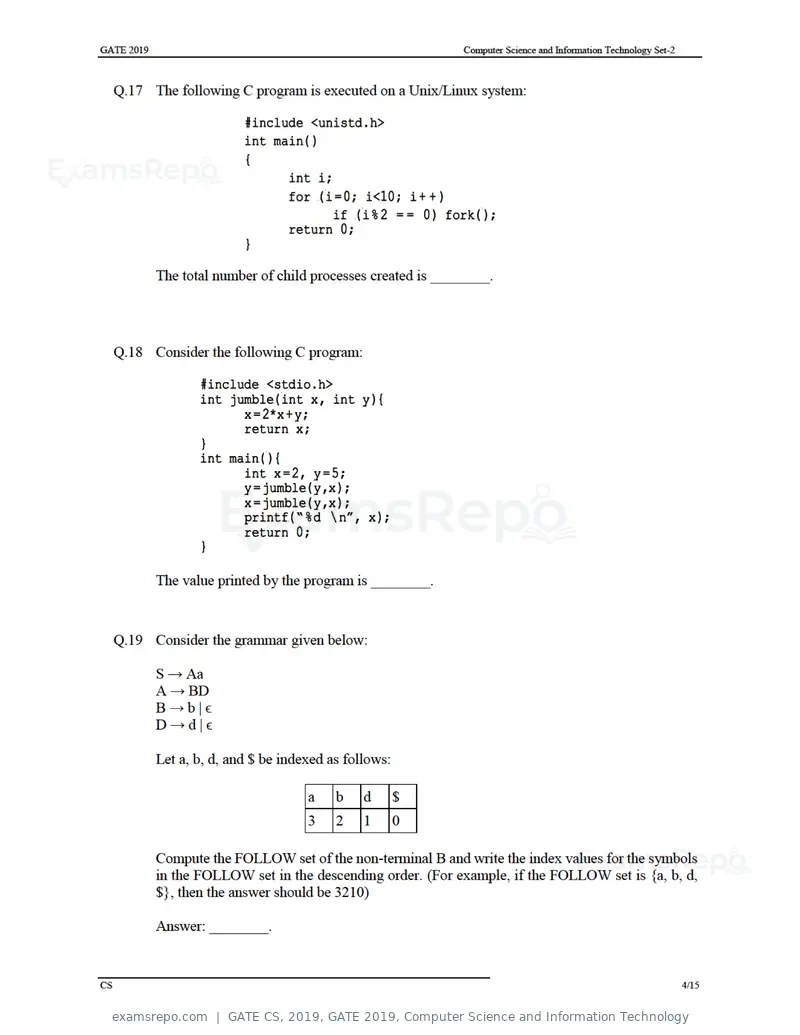 GATE CS 2019 question paper, GATE 2019, Computer Science and Information Technology, page 7 of 19