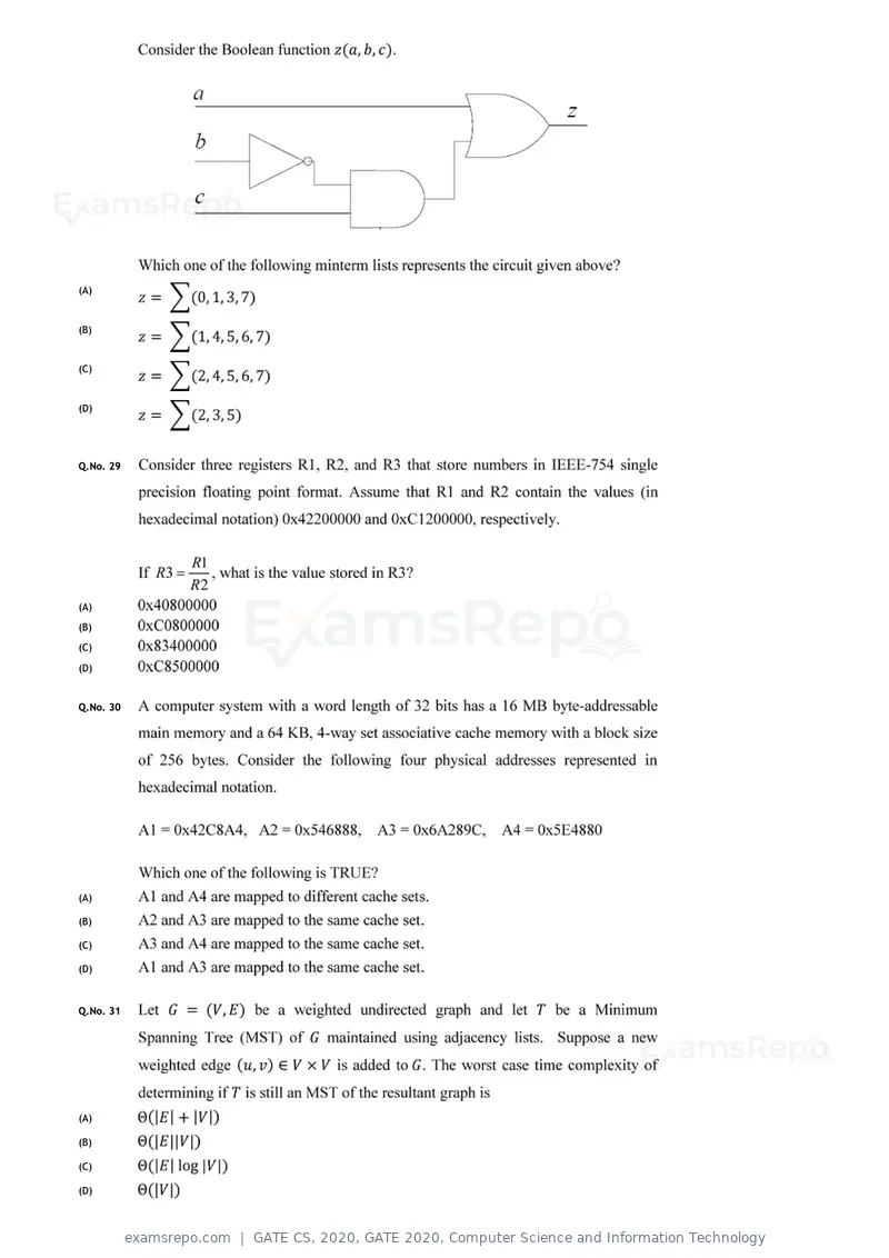 GATE CS 2020 question paper, GATE 2020, Computer Science and Information Technology, page 10 of 18