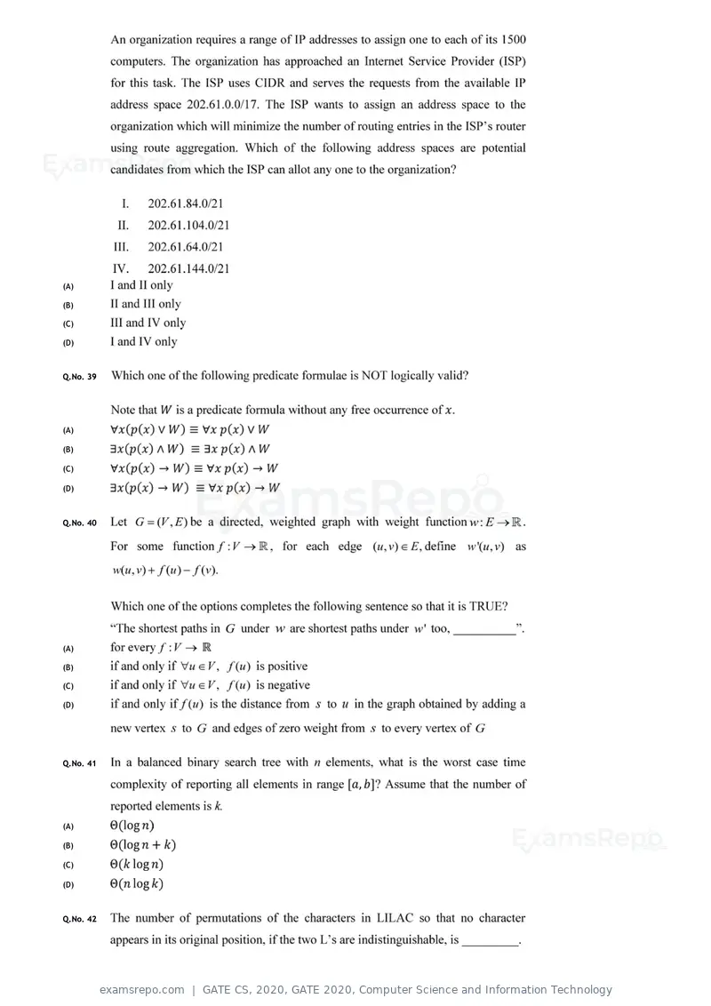 GATE CS 2020 question paper, GATE 2020, Computer Science and Information Technology, page 13 of 18