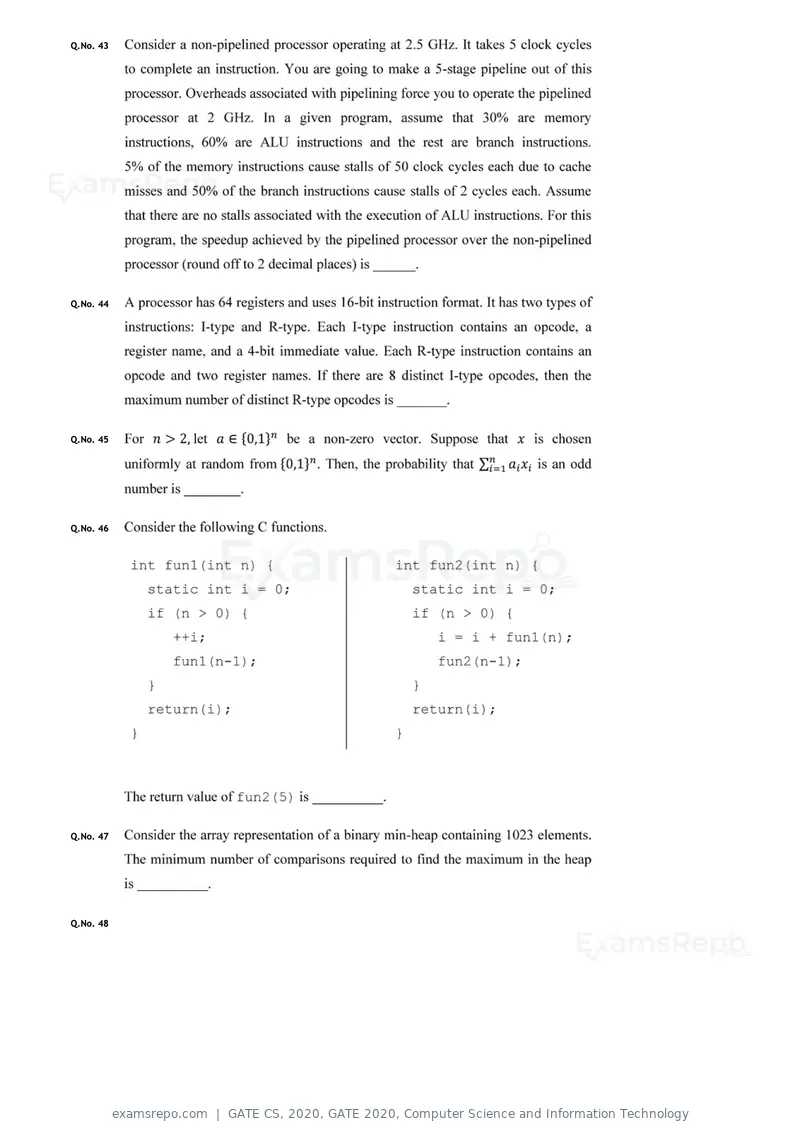 GATE CS 2020 question paper, GATE 2020, Computer Science and Information Technology, page 14 of 18