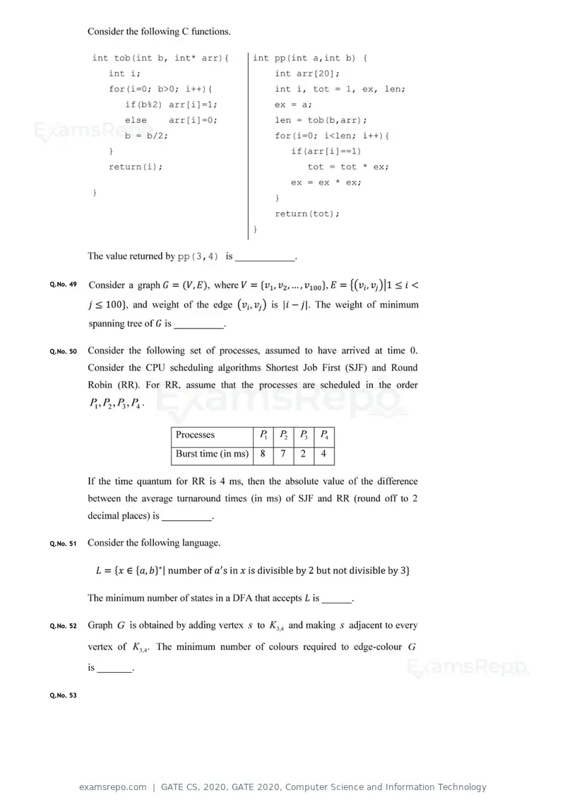 GATE CS 2020 question paper, GATE 2020, Computer Science and Information Technology, page 15 of 18