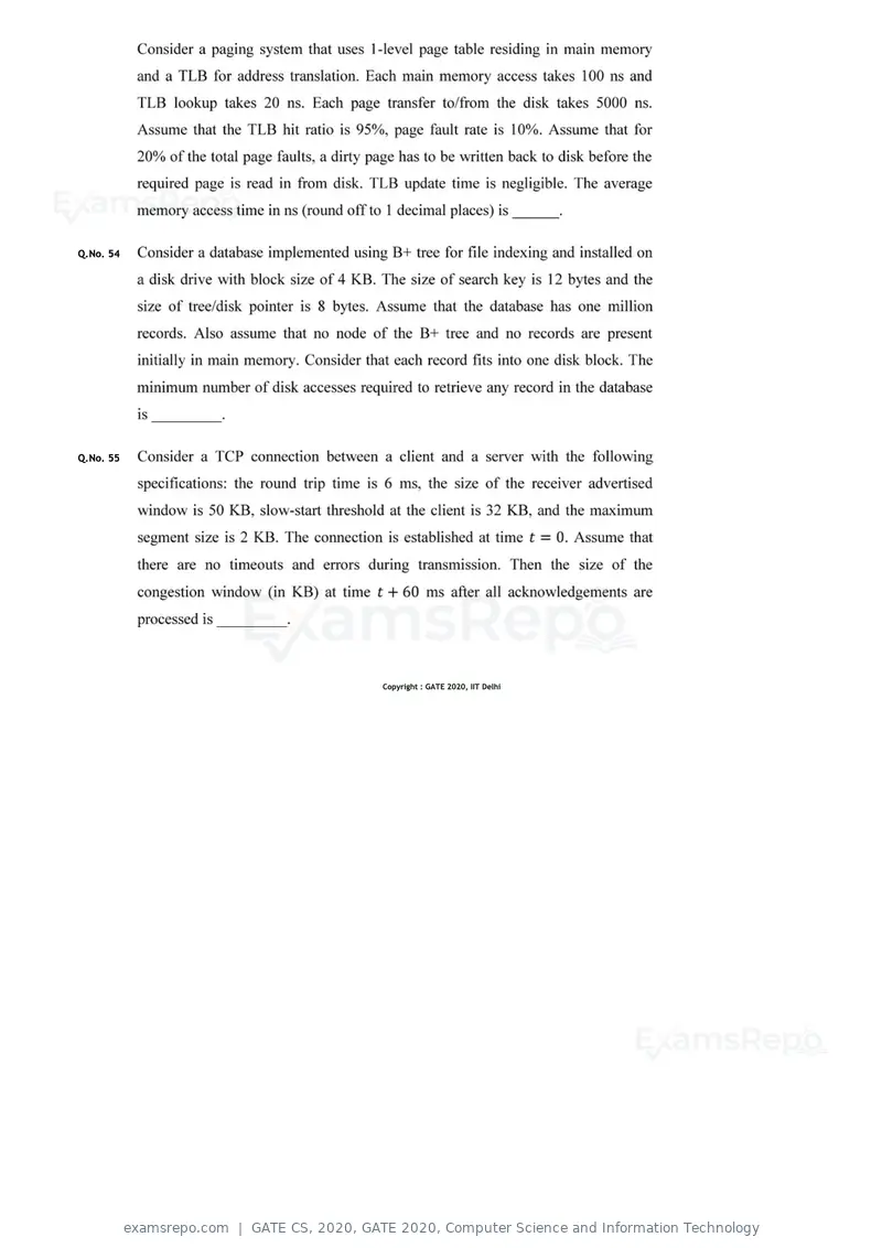 GATE CS 2020 question paper, GATE 2020, Computer Science and Information Technology, page 16 of 18