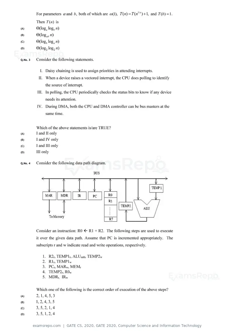 GATE CS 2020 question paper, GATE 2020, Computer Science and Information Technology, page 4 of 18