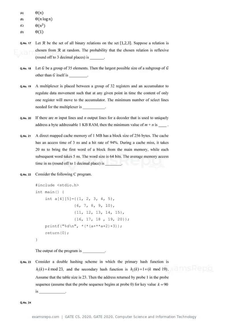 GATE CS 2020 question paper, GATE 2020, Computer Science and Information Technology, page 8 of 18