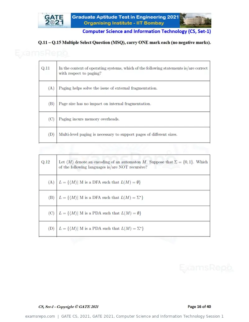 GATE CS 2021 question paper, GATE 2021, Computer Science and Information Technology Session 1, page 17 of 91