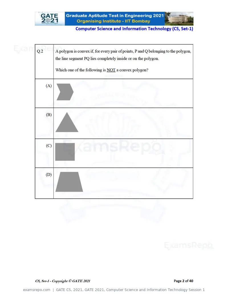 GATE CS 2021 question paper, GATE 2021, Computer Science and Information Technology Session 1, page 3 of 91