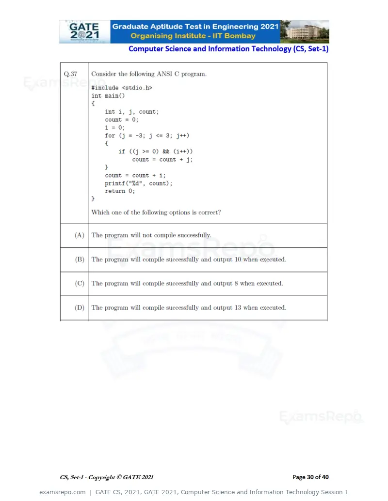 GATE CS 2021 question paper, GATE 2021, Computer Science and Information Technology Session 1, page 31 of 91
