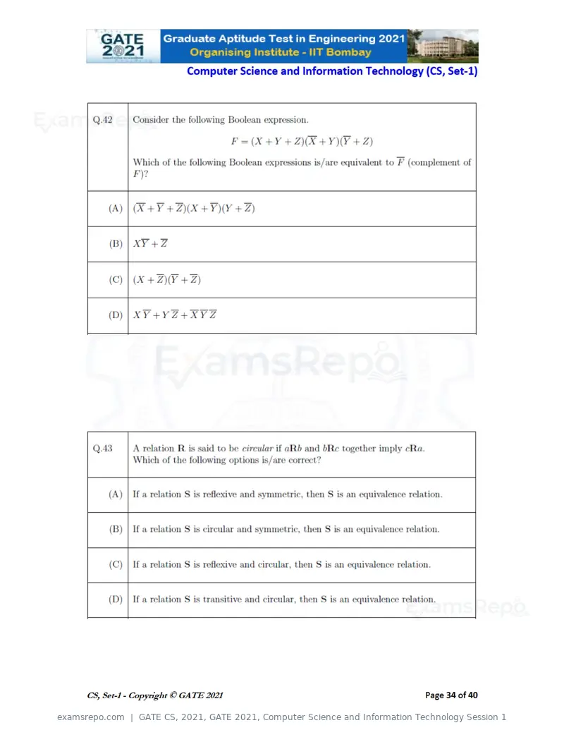 GATE CS 2021 question paper, GATE 2021, Computer Science and Information Technology Session 1, page 35 of 91