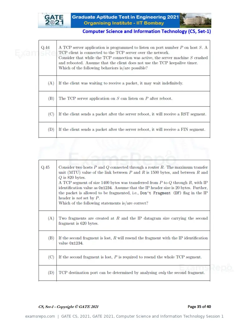 GATE CS 2021 question paper, GATE 2021, Computer Science and Information Technology Session 1, page 36 of 91